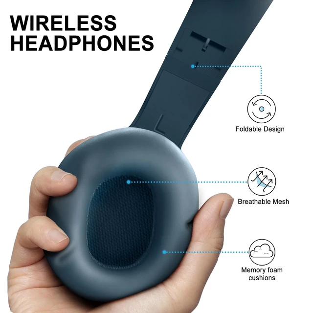 Alt view image 4 of 7 - Active Noise Cancelling Headphones, Over Ear Headphones Wireless Bluetooth 5.3, Microphone, Lightweight Comfortable Headset for Home, Travel, Rechargeable, Workout Headphones, Deep Bass