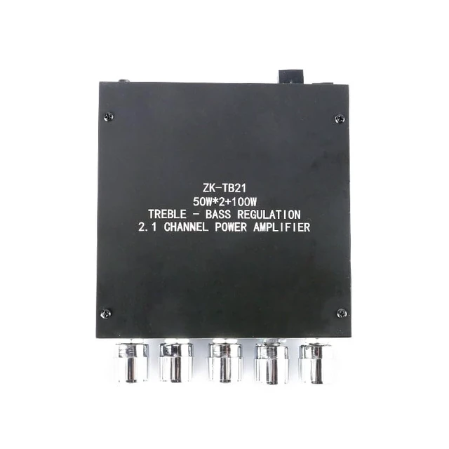 Alt view image 4 of 4 - ZK-TB21 100W+100W 2.1 Channel Bluetooth-Compatible Amplifier Board 200W HiFi Subwoofer Audio AMP with Treble and Bass Control BT 5.0 AUX Inputs DC9-24V for DIY Speakers AMP