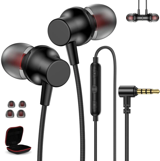 Main image of 3.5mm Wired Headphones for Laptop School Kids Earbuds with Case Mic 3.5mm Jack Noise Isolating Corded Earphones Plug in Earbud for Kindle Fire Tablet/Chromebook ThinkPad Computer/Airplane,Black