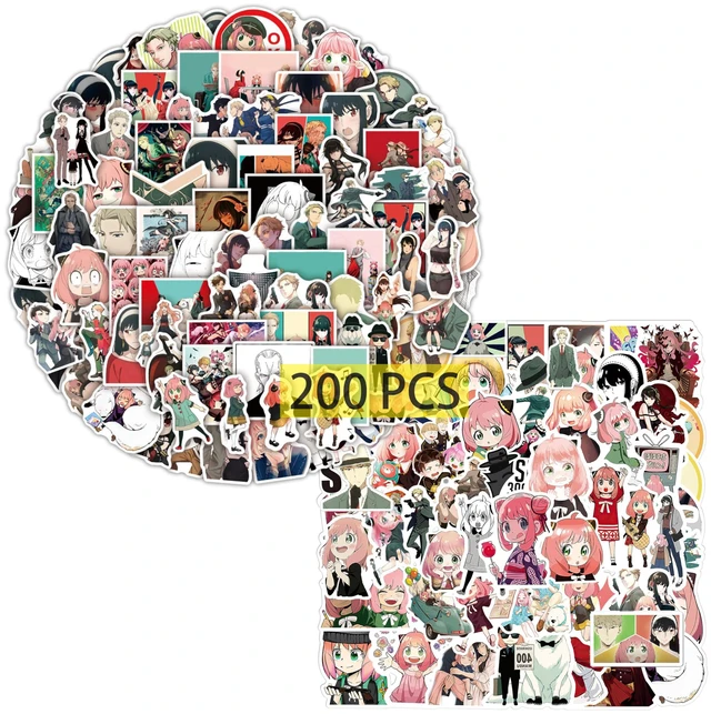Main image of Cute Anime Stickers (200 Pcs) Cute Cartoon PVC Sticker, Gifts for Laptop Water Bottle Skateboard Party Supplies Decorations Teens Kids