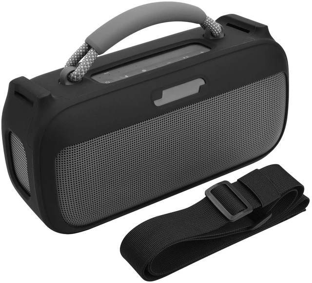 Main image of Silicone Case for New Bose SoundLink Max Portable Speaker, Travel Carrying Case Protective Replacement Case with Shoulder Strap Charging Port Cover (Black)