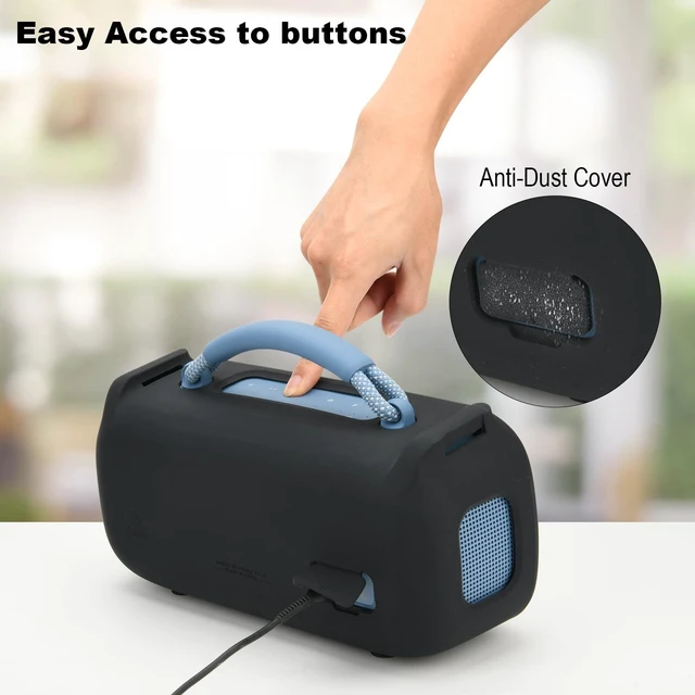 Alt view image 3 of 7 - Silicone Case for New Bose SoundLink Max Portable Speaker, Travel Carrying Case Protective Replacement Case with Shoulder Strap Charging Port Cover (Black)