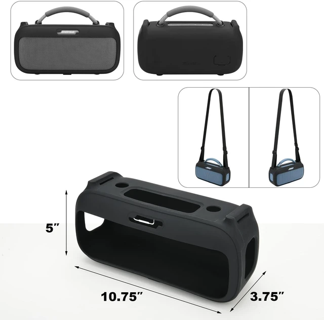 Alt view image 7 of 7 - Silicone Case for New Bose SoundLink Max Portable Speaker, Travel Carrying Case Protective Replacement Case with Shoulder Strap Charging Port Cover (Black)