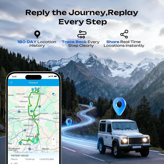 Alt view image 6 of 7 - GPS Tracker for Vehicles 4G LTE Global Tracker Device for Vehicles 180-Day Standby Life Real-Time Alerts Car Tracker, 6-Month Route History, Strong Magnet, IP65 Waterproof, Subscription Needed