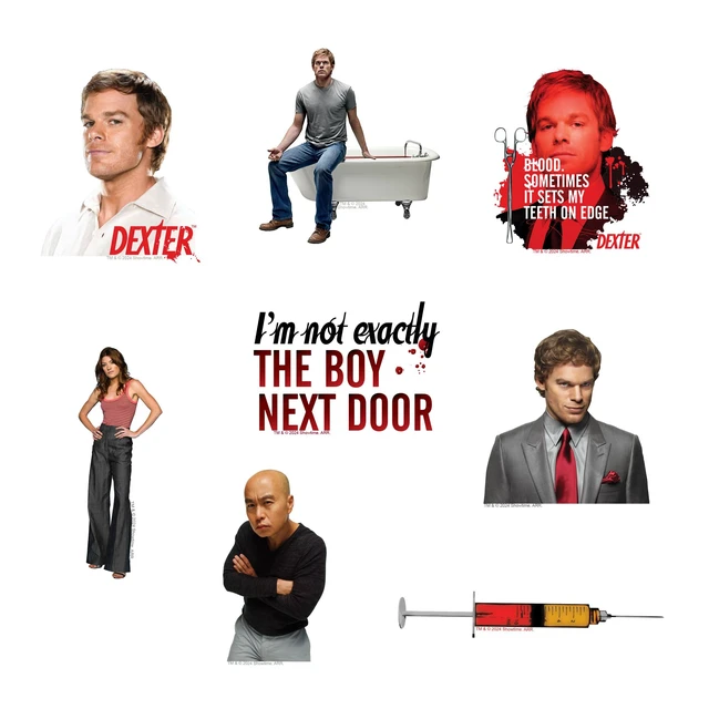 Alt view image 3 of 6 - Dexter 100 Sticker Pack Waterproof Vinyl Decals Officially Licensed Dexter Stickers Great for Water Bottles, Skateboards, Luggage, Laptops, Bumpers & Cars