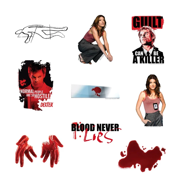 Alt view image 4 of 6 - Dexter 100 Sticker Pack Waterproof Vinyl Decals Officially Licensed Dexter Stickers Great for Water Bottles, Skateboards, Luggage, Laptops, Bumpers & Cars