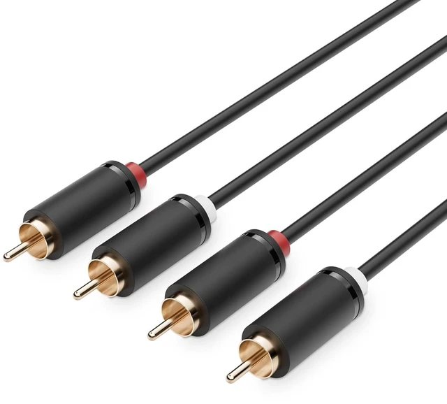 Alt view image 7 of 7 - RCA Cable 16FT, Black, 2Pack, 2 RCA Male to 2 RCA Male Stereo Audio Cable for Home Theater, HDTV, Gaming Consoles, Hi-Fi Systems, 26 AWG Oxygen Free Tinned Copper Wire, PVC Jacket