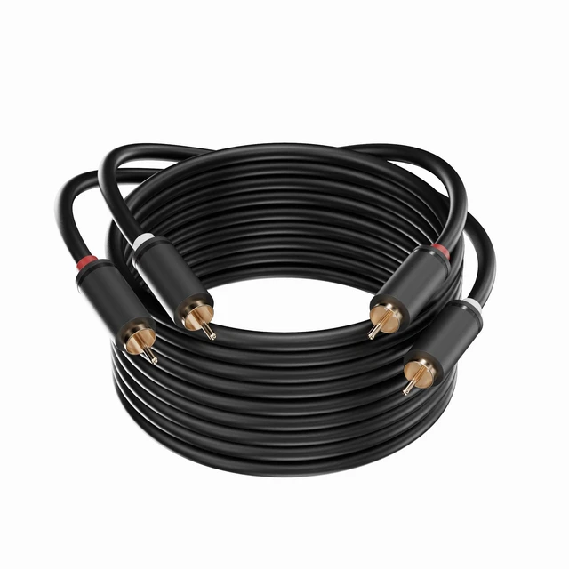 Alt view image 6 of 7 - RCA Cable 16FT, Black, 2Pack, 2 RCA Male to 2 RCA Male Stereo Audio Cable for Home Theater, HDTV, Gaming Consoles, Hi-Fi Systems, 26 AWG Oxygen Free Tinned Copper Wire, PVC Jacket
