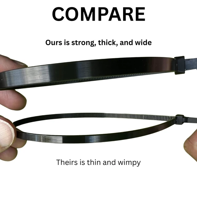 Alt view image 3 of 5 - 100-Pack Heavy Duty 14 Inches 120 Pound Cable Zip Tie Down Strap Wire Nylon Wrap Black