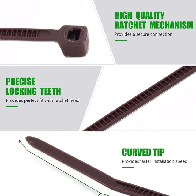 Alt view image 3 of 7 - 24 Inch Long Zip Ties Brown Color 60 Pack, Heavy Duty Outdoor 24"brown cable zip tie 50 lbs, weather-resistant outdoor use. Big Wire Tie Self-locking Plastic Garland Tie Plant Garden Home