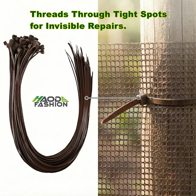 Alt view image 4 of 7 - 24 Inch Long Zip Ties Brown Color 60 Pack, Heavy Duty Outdoor 24"brown cable zip tie 50 lbs, weather-resistant outdoor use. Big Wire Tie Self-locking Plastic Garland Tie Plant Garden Home