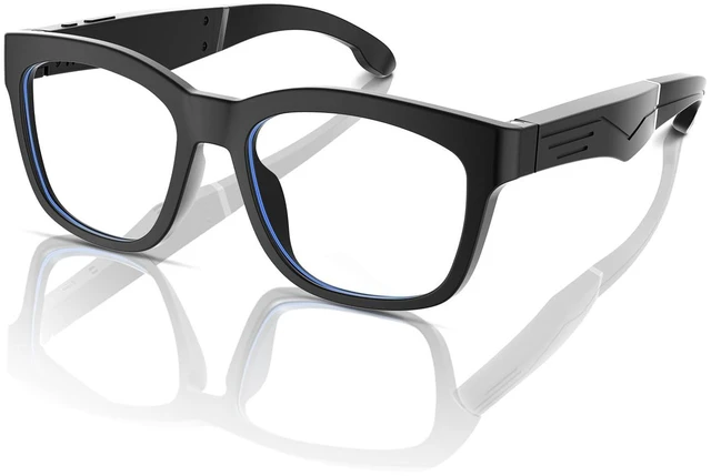Main image of Bluetooth Audio Glasses, Blue Light Lenses, Large Black Frame