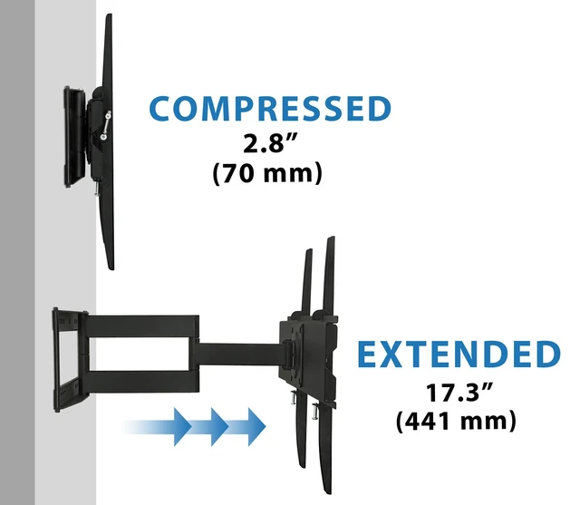 Alt view image 6 of 7 - Full Motion TV Wall Mount, 17.3" Arm, 110 lbs Extending swivel arm fits 32 to 65 inch screens, VESA compatible 400x400 and 600x400