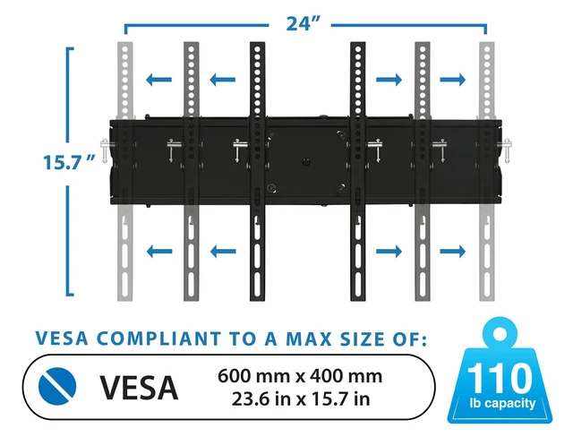 Alt view image 7 of 7 - Full Motion TV Wall Mount, 17.3" Arm, 110 lbs Extending swivel arm fits 32 to 65 inch screens, VESA compatible 400x400 and 600x400