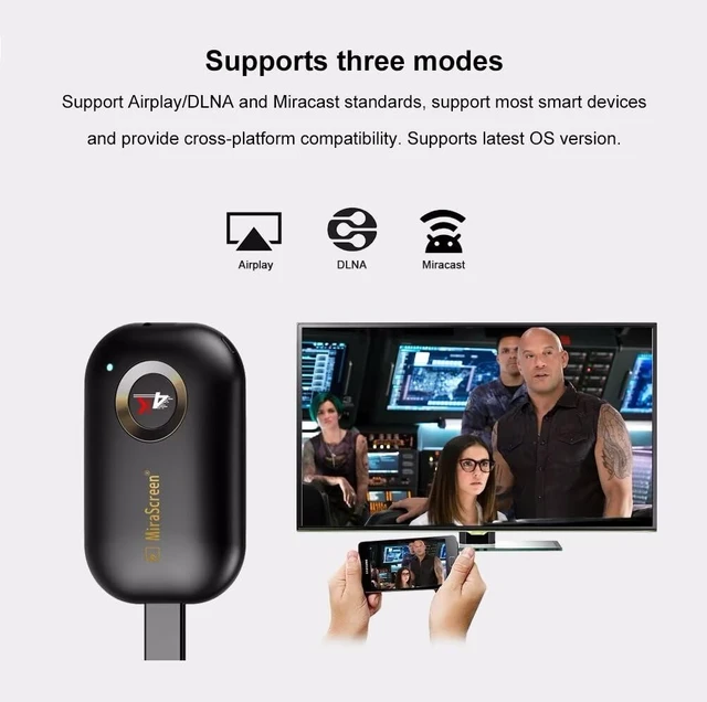 Alt view image 2 of 6 - HD Wireless Display Receiver 5G WiFi 4K 1080P Mobile Screen Cast Mirroring Adapter Dongle for iPhone Mac iOS Android to TV Projector Support Miracast Airplay DLNA No Switching (5G+2.4G)