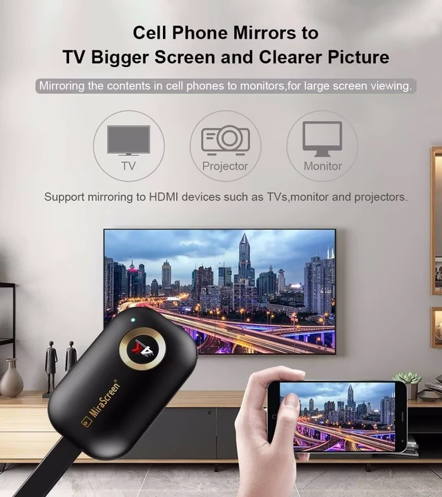 Alt view image 3 of 6 - HD Wireless Display Receiver 5G WiFi 4K 1080P Mobile Screen Cast Mirroring Adapter Dongle for iPhone Mac iOS Android to TV Projector Support Miracast Airplay DLNA No Switching (5G+2.4G)