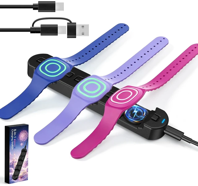 Main image of 3-in-1 Charging Station for MagicBand+ Magic Band Plus, Fast Charge Hub 60-Min Fast Charging for 3 Bands, Click-to-Lock Secure Design, USB-C Travel Hub for Disney Land/Disney World Families