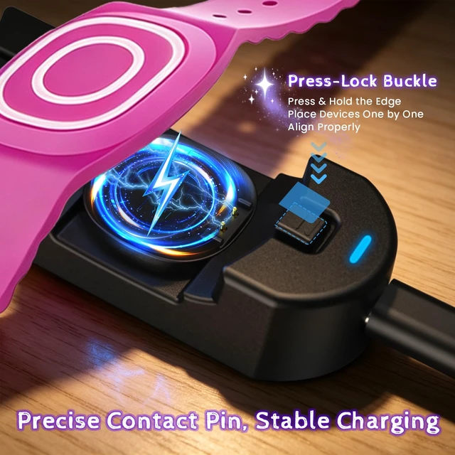 Alt view image 3 of 7 - 3-in-1 Charging Station for MagicBand+ Magic Band Plus, Fast Charge Hub 60-Min Fast Charging for 3 Bands, Click-to-Lock Secure Design, USB-C Travel Hub for Disney Land/Disney World Families