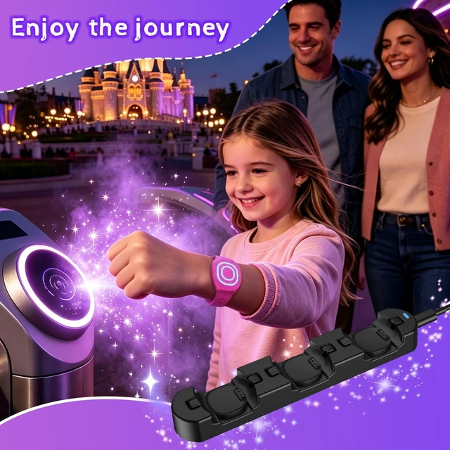 Alt view image 7 of 7 - 3-in-1 Charging Station for MagicBand+ Magic Band Plus, Fast Charge Hub 60-Min Fast Charging for 3 Bands, Click-to-Lock Secure Design, USB-C Travel Hub for Disney Land/Disney World Families