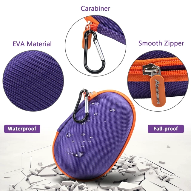 Alt view image 3 of 7 - Carrying Case for JBL Clip 5 and for JBL Clip 4 Speaker Shock-Absorbing Shell, Mesh Pocket, Carabiner and Wrist Strap Keep Speaker Gear Protected and Ready to Go, Purple, Case Only