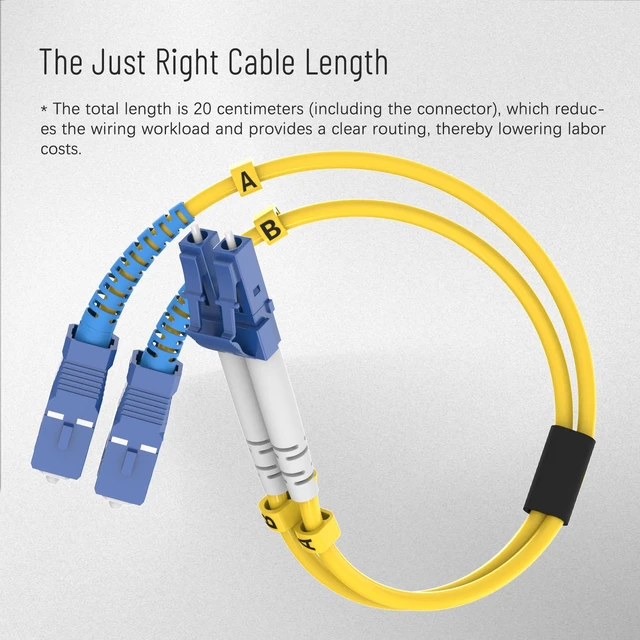 Alt view image 3 of 7 - 0.7 ft LC - SC UPC Adapter Cable SM 9/125 Duplex with Converter Dongle Singlemode 9/125 LC to SCDuplex Fiber Optic Adapter Type Cable UPC Polished OFNR Jacket Low Insertion Loss