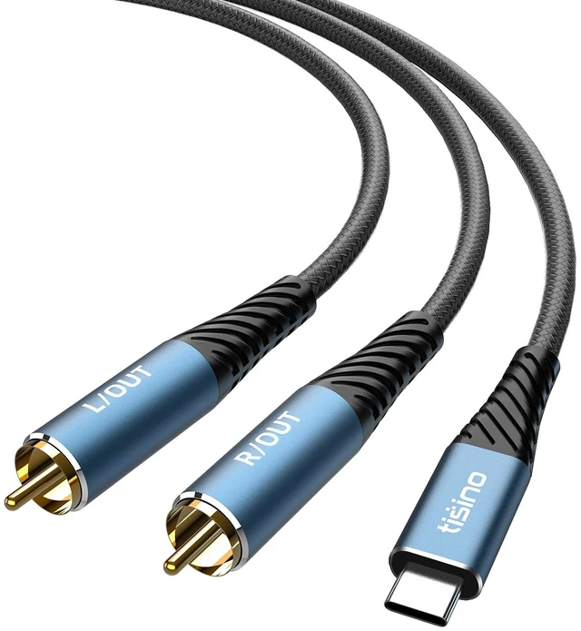 Main image of USB C to 2 RCA Audio Cable,L/R Stereo, 32bit/384kHz, 10FT USB C to RCA Cable for iPhone 16 15 Pro, Laptop to Home Theater/Amplifier/Speaker/Car Stereo, HiFi Audio Cable