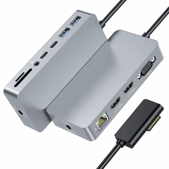 Main image of Surface Docking Station, Triple Display with Dual 4K HDMI & VGA Power Adapter Included, Compatible with Microsoft Surface Pro 11/10/9/8/X/7+/7/6/5/4/3, Laptop 7/6/5/4/3/2/1, Go/Book
