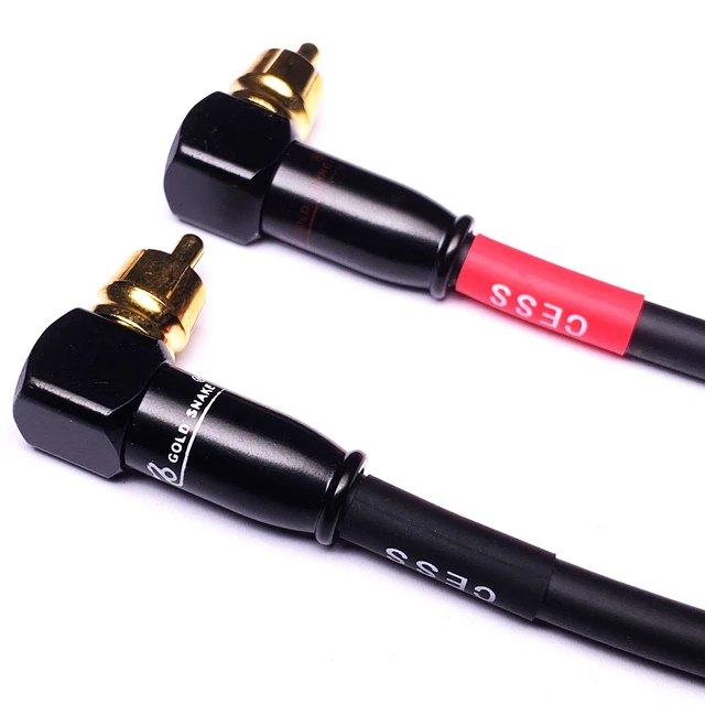 Alt view image 3 of 4 - Right-Angle RCA Male to Male Cable, 2-Pack (1 Foot) Right-angle plug design for compact preamp connections