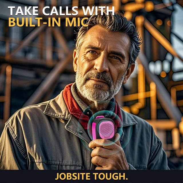 Alt view image 6 of 6 - Wearable Bluetooth Speaker,Clip on Wireless Jobsite Water-Resistant Portable Speaker, Built in Mic for Hands-Free/Call, Suitable for Indoor & Outdoor Use (Update Version Burgundy)