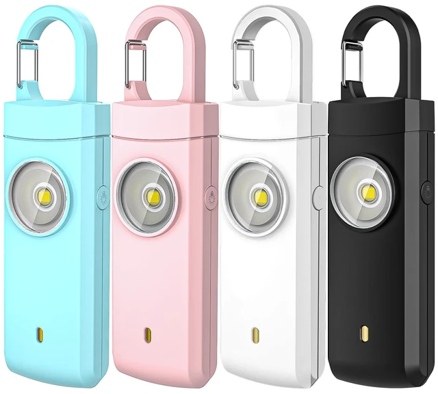 Main image of 4Pcs Personal Safety Alarm,Rechargeable with Keychain and LED Strobe Light USB C/Micro USB/L Easy Use and Portable, Compatible with iPhone 17/16/15/14/13/12/11/X/XR/XS/8/Android/Tablet (3.28FT)