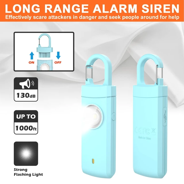 Alt view image 2 of 7 - 4Pcs Personal Safety Alarm,Rechargeable with Keychain and LED Strobe Light USB C/Micro USB/L Easy Use and Portable, Compatible with iPhone 17/16/15/14/13/12/11/X/XR/XS/8/Android/Tablet (3.28FT)