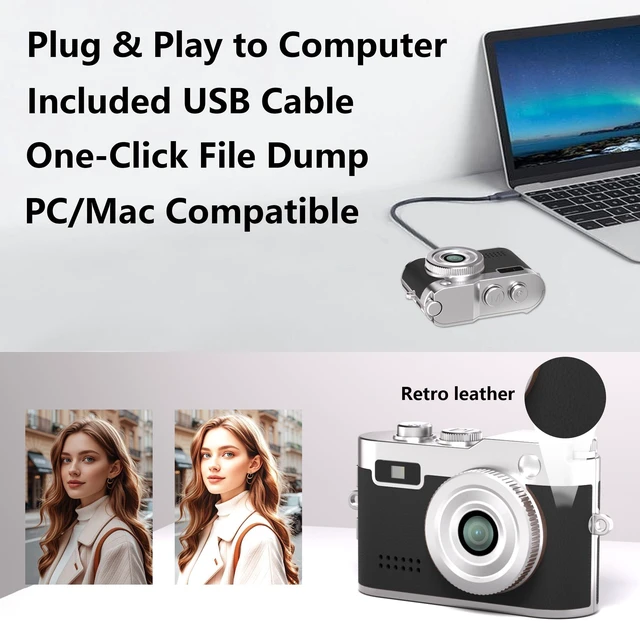 Alt view image 4 of 6 - Mini Keychain Camera, 1080P Retro Digital Camera, Tiny Vantage Camcorder with 16GB SD Card, 0.96" Screen, Compact Pocket Camera for Kids, Students, Travel, Daily (Black)