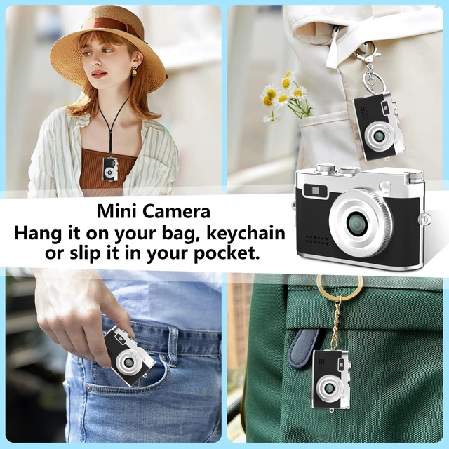 Alt view image 5 of 6 - Mini Keychain Camera, 1080P Retro Digital Camera, Tiny Vantage Camcorder with 16GB SD Card, 0.96" Screen, Compact Pocket Camera for Kids, Students, Travel, Daily (Black)