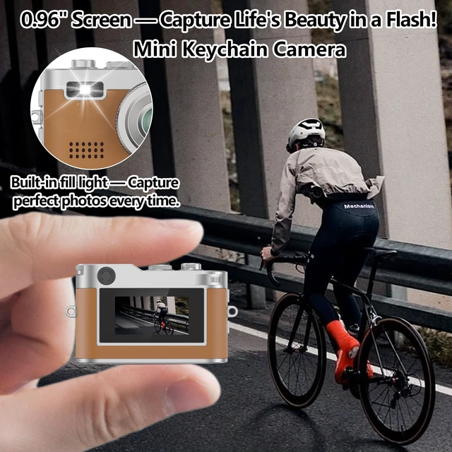 Alt view image 2 of 6 - Mini Keychain Camera, 1080P Retro Digital Camera, Tiny Vantage Camcorder with 16GB SD Card, 0.96" Screen, Compact Pocket Camera for Kids, Students, Travel, Daily (Brown)