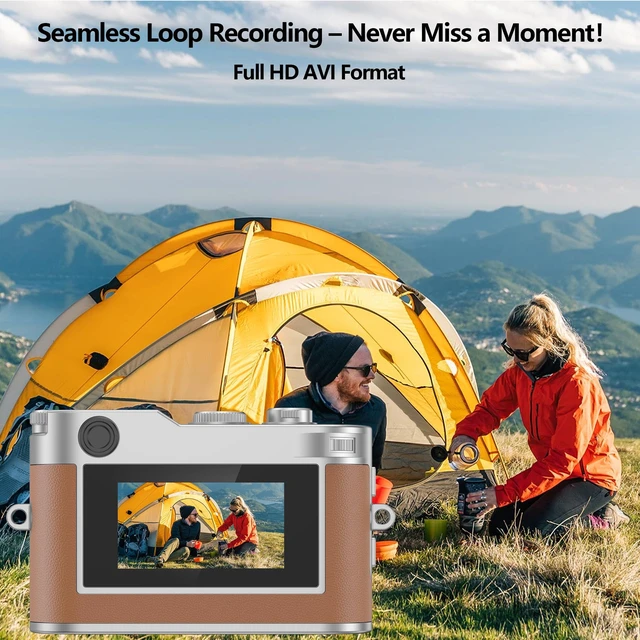 Alt view image 3 of 6 - Mini Keychain Camera, 1080P Retro Digital Camera, Tiny Vantage Camcorder with 16GB SD Card, 0.96" Screen, Compact Pocket Camera for Kids, Students, Travel, Daily (Brown)