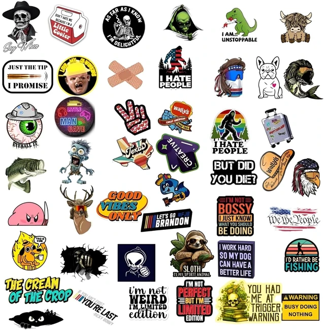 Alt view image 4 of 6 - 200 PCS Stickers for Adults - Funny for Water Bottle, Laptop, Helmet, Cars, Tool Box, Cars - Blue Collar Stickers for Men, Waterproof 200 Styles (400 (Piece))