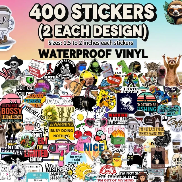 Alt view image 6 of 6 - 200 PCS Stickers for Adults - Funny for Water Bottle, Laptop, Helmet, Cars, Tool Box, Cars - Blue Collar Stickers for Men, Waterproof 200 Styles (400 (Piece))