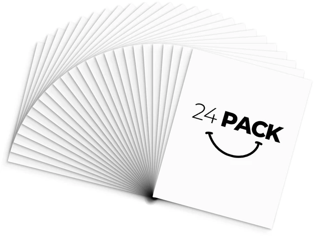 Main image of Uncut Mat Board, 24 Pack 8x10 White Matboards for Framing 4-Ply Thick Cardboard Backing for Art Prints, Photos, Pictures, Artworks