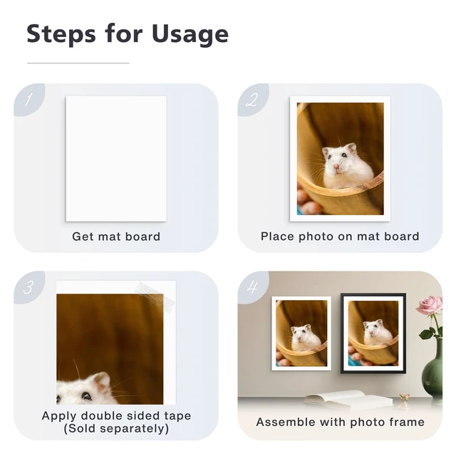 Alt view image 5 of 7 - Uncut Mat Board, 24 Pack 8x10 White Matboards for Framing 4-Ply Thick Cardboard Backing for Art Prints, Photos, Pictures, Artworks