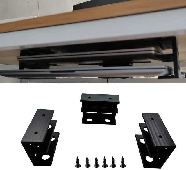 Main image of Under Desk Double Decker Laptop Holder Mount with Screw, Under Desk Laptop Mount Bracket, Add On Under Table Keyboard Storage (3 Pcs)