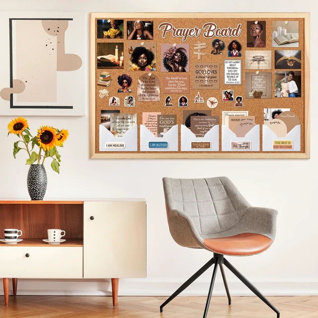 Alt view image 5 of 7 - Black Women Prayer Board Kit - 162 Pcs Prayer Board Stickers Supplies with Pins Envelope Bible Verse Quotes Cards, Motivational Scrapbook Stickers, Bible Study Supplies (Not Including Board)