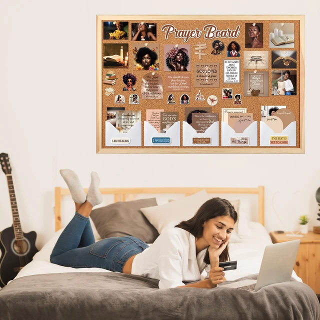 Alt view image 7 of 7 - Black Women Prayer Board Kit - 162 Pcs Prayer Board Stickers Supplies with Pins Envelope Bible Verse Quotes Cards, Motivational Scrapbook Stickers, Bible Study Supplies (Not Including Board)