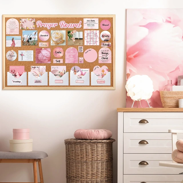 Alt view image 6 of 7 - 164 Pcs Bible Verse Prayer Board Kit Pink Prayer Board Supplies 50 Prayer Stickers, 50 Pins, 58 Bible Verse Quotes Cards, 6 Envelope, Bible Study Supplies for Women, Not Included Board