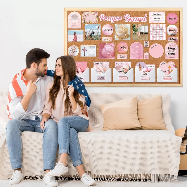 Alt view image 7 of 7 - 164 Pcs Bible Verse Prayer Board Kit Pink Prayer Board Supplies 50 Prayer Stickers, 50 Pins, 58 Bible Verse Quotes Cards, 6 Envelope, Bible Study Supplies for Women, Not Included Board
