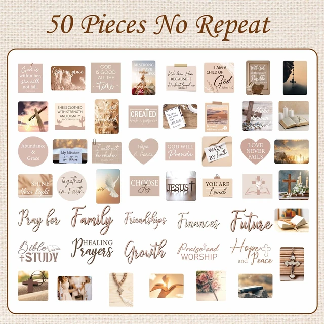Alt view image 3 of 6 - 162 Pcs Brown Prayer Board Kit Christian Prayer Board Supplies 50 Prayer Stickers, 50 Pins, 56 Bible Verse Quotes Cards, 6 Envelope, Bible Study Supplies for Women, Not Included Board