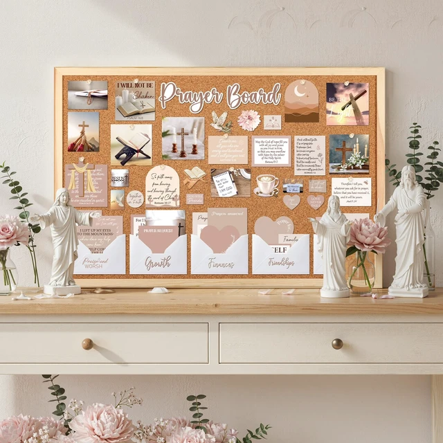 Alt view image 6 of 6 - 162 Pcs Brown Prayer Board Kit Christian Prayer Board Supplies 50 Prayer Stickers, 50 Pins, 56 Bible Verse Quotes Cards, 6 Envelope, Bible Study Supplies for Women, Not Included Board