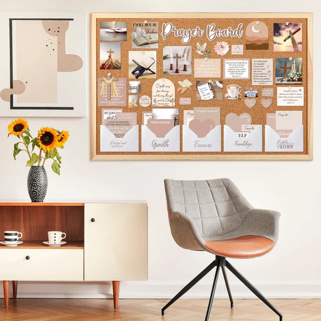 Alt view image 5 of 6 - 162 Pcs Brown Prayer Board Kit Christian Prayer Board Supplies 50 Prayer Stickers, 50 Pins, 56 Bible Verse Quotes Cards, 6 Envelope, Bible Study Supplies for Women, Not Included Board