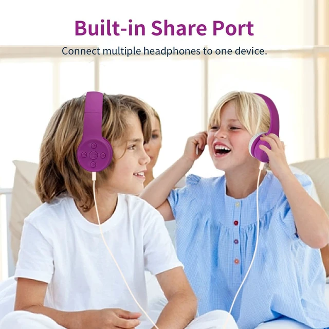 Alt view image 4 of 7 - Toddler Bluetooth Headphones for Girls, Kids Wireless Headphone with Built-in Mic, Volume Limiting Headphones, Comfort Ear Cushions for Children Online Learning, Travel (Purple)
