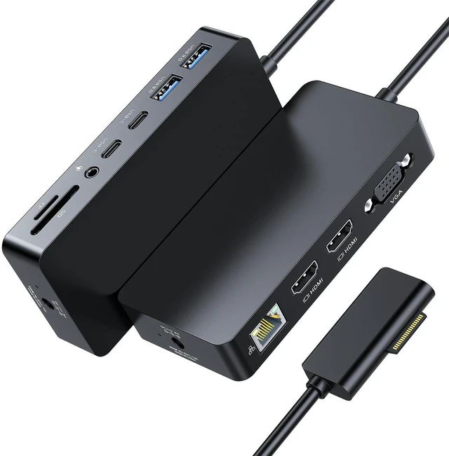 Main image of Surface Docking Station, Triple Display with Dual 4K HDMI & VGA, Power Adapter Included, Compatible with Microsoft Surface Pro 11/10/9/8/X/7+/7/6/5/4/3, Laptop 7/6/5/4/3/2/1, Go/Book