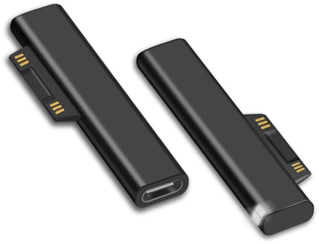 Main image of Surface Connect to USB-C Charging Adapter for Microsoft Surface Pro 2-Pack, Female USB-C input, for Surface Pro 12/11/10/7/6/5/4/3 Laptop Go, requires 45W+ 15V/3A PD charger and Cable